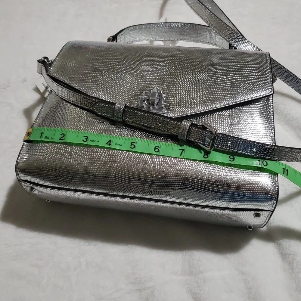 Lauren Ralph LaurenSilver Satchel with Structured Shape and Flap Closure.‎ (B1)